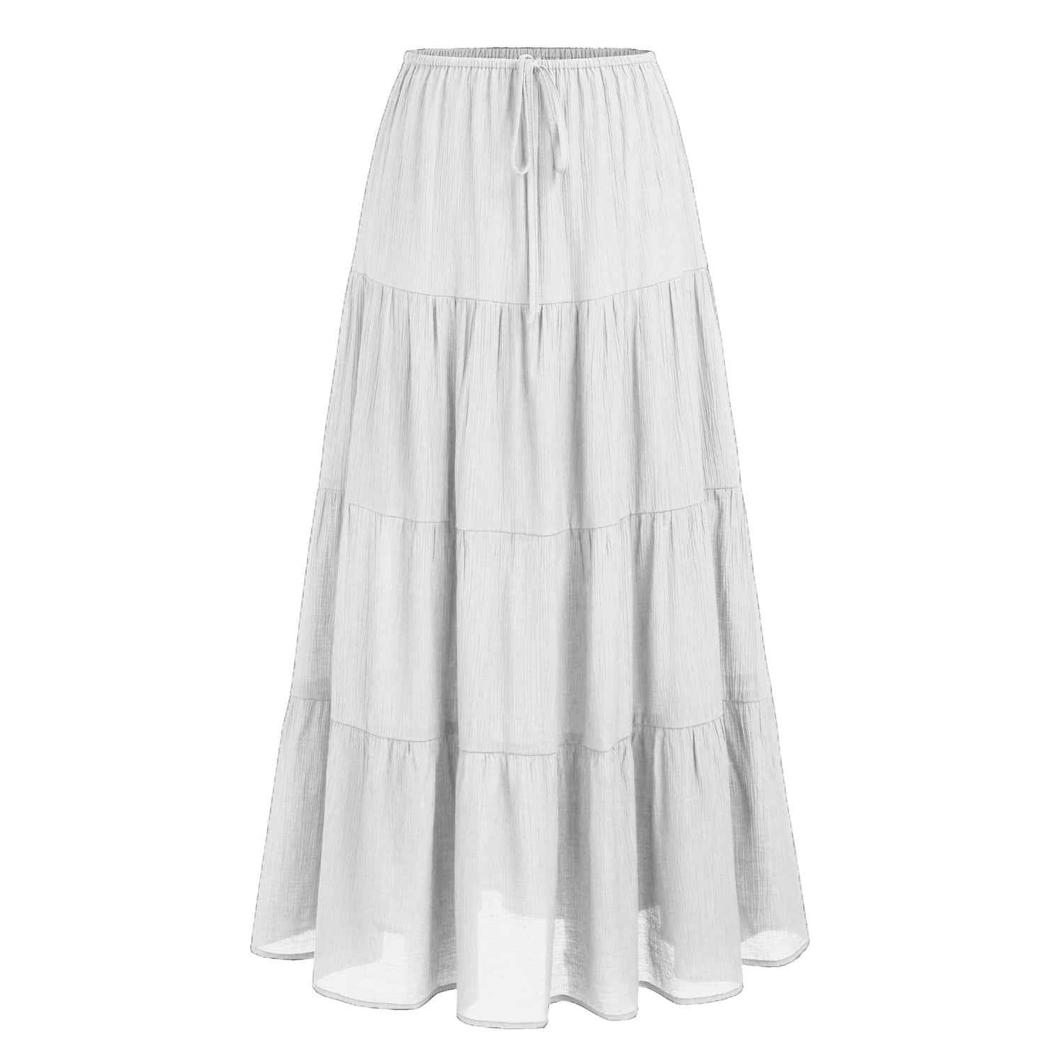 Women Clothing Cotton Skirt High Waist Elastic Lace up Large Swing Skirt Loose Patchwork Maxi Women
