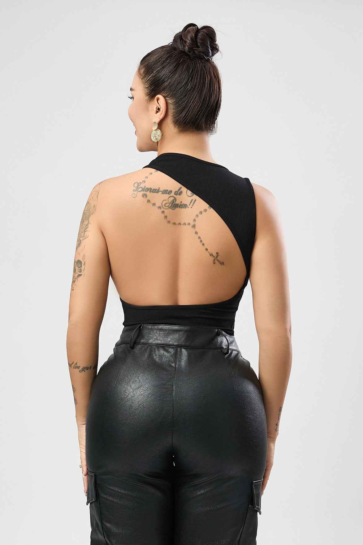 Women Clothing High Grade Sexy Comfortable Vest Design Backless Top Black T Shirt