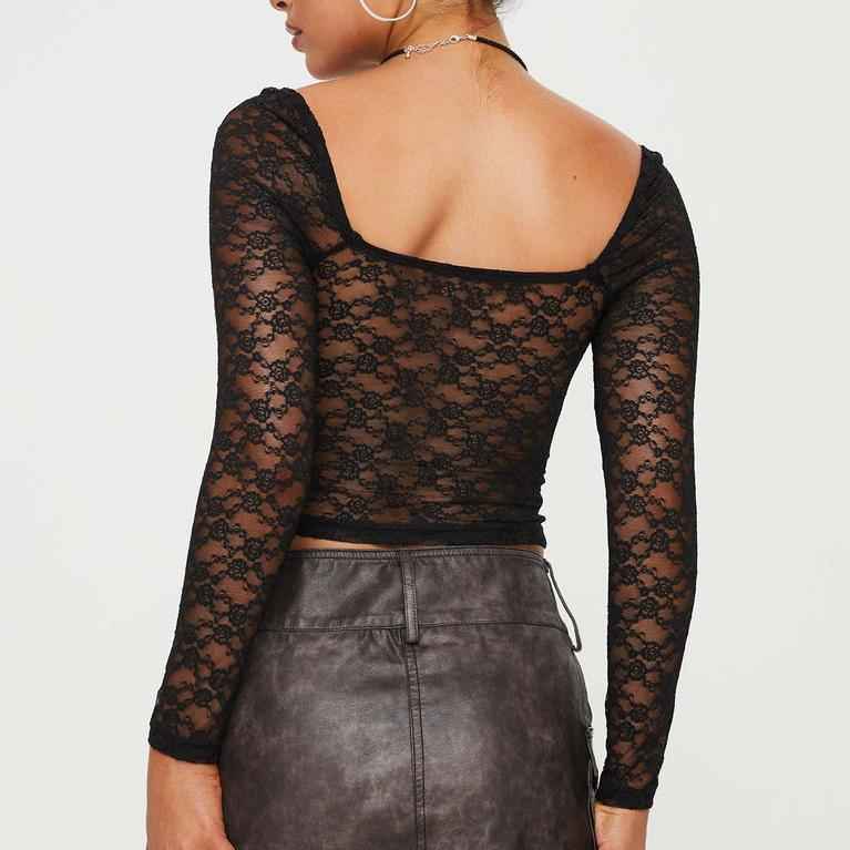 Women Clothing Top Popular Sexy See Through Lace Mesh T Shirt Short Slim Outer Wear Solid Color Top