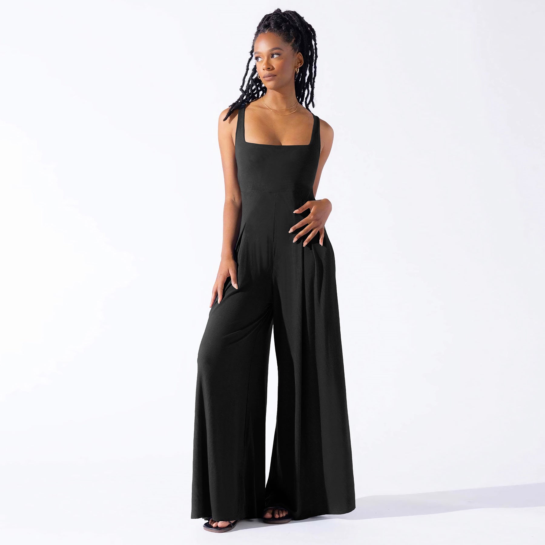 Casual Knitted Sexy Sling Wide Leg Jumpsuit Summer Women Clothing - ALZO