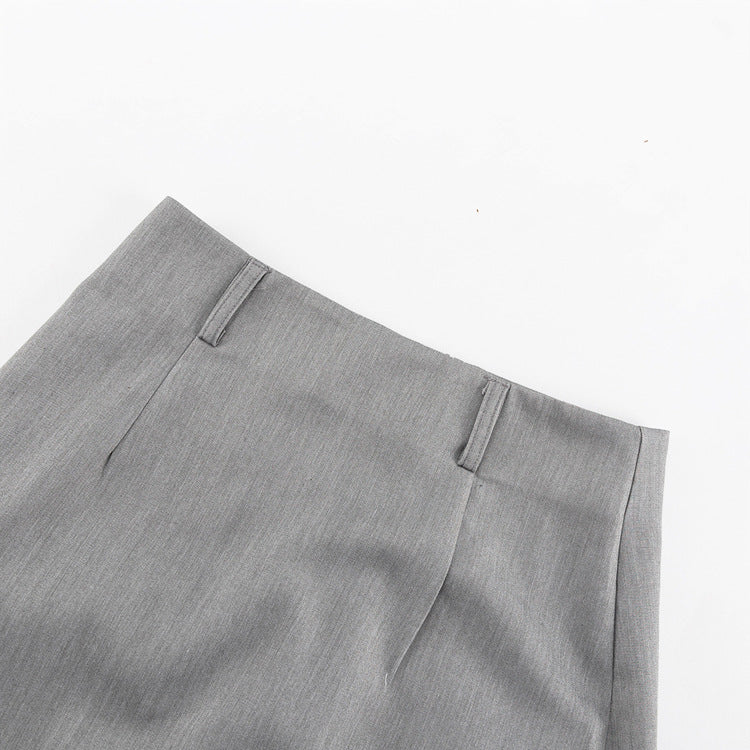 Fall Women Clothing Office French Gray Skirt High Waist Slimming Draping Fishtail Skirt Long Skirt - ALZO