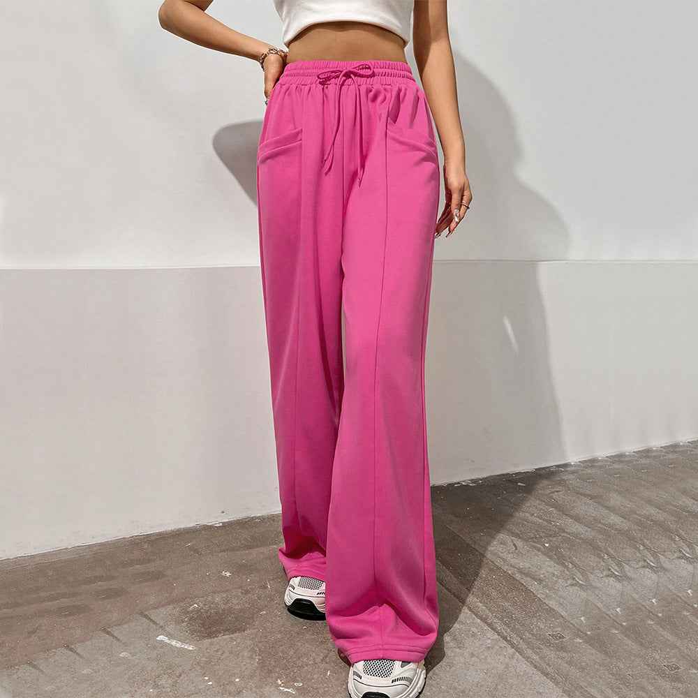 Sports Pants Women Loose Slimming Mop Straight Casual Trousers High Waist Wide Leg Pants Draping Sweatpants