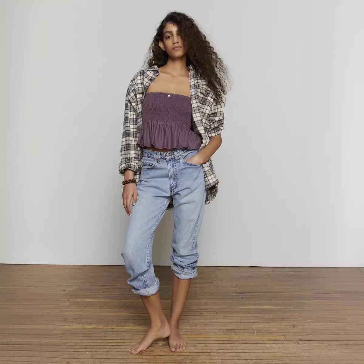 Fall Women Wear Top Solid Color Tube Top Pleated Sexy Vest