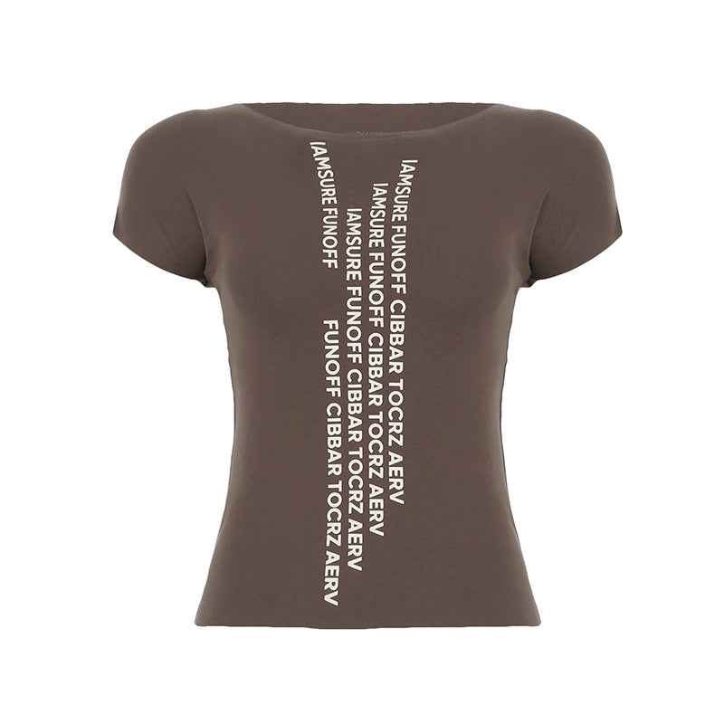 Sexy Street Simplicity English Letter Graphic Short Sleeve T shirt Spring Summer Tight round Neck Casual Top