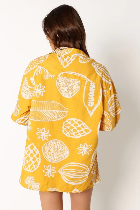 Early Autumn Casual Advanced Fruit Printed Shorts Cardigan Suit - ALZO