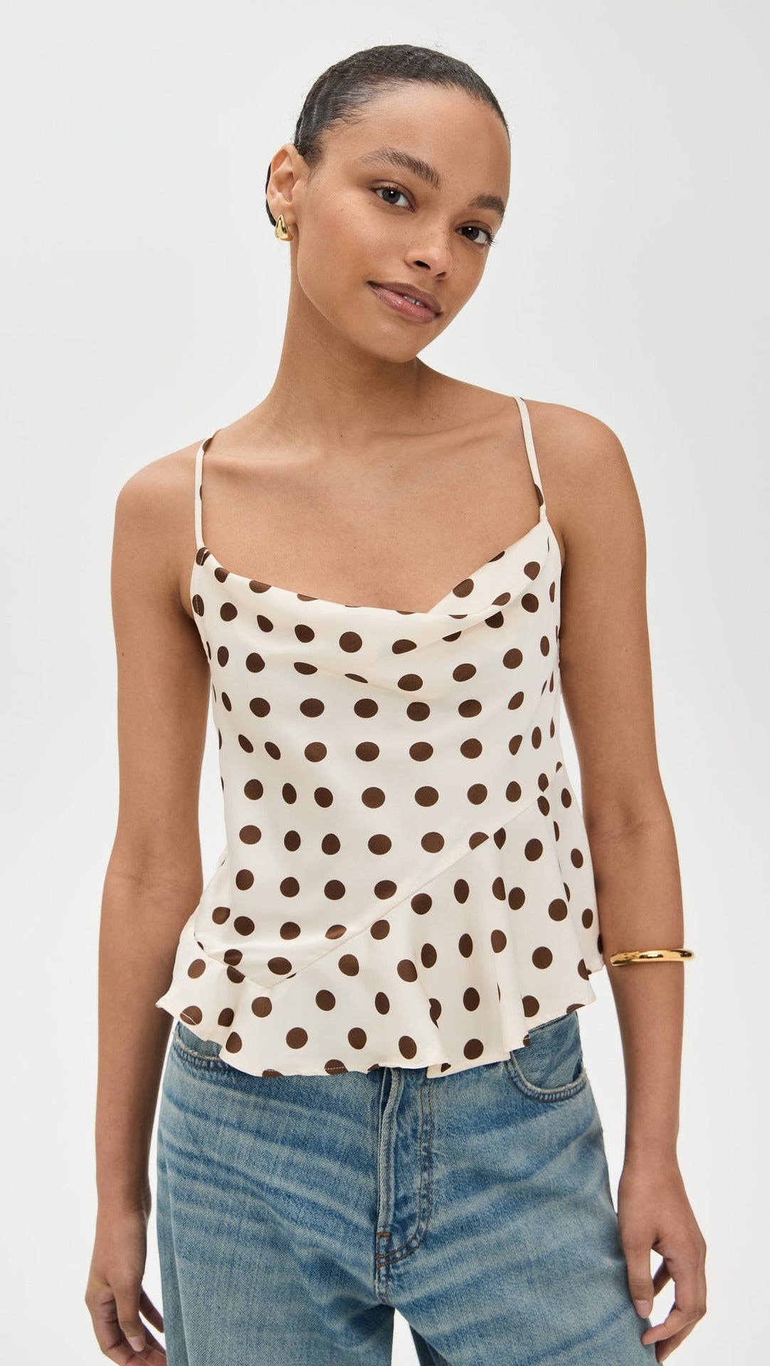 Spring Summer Swimsuit Polka Dot Flying Edge Thin Shoulder Camisole Women - ALZO