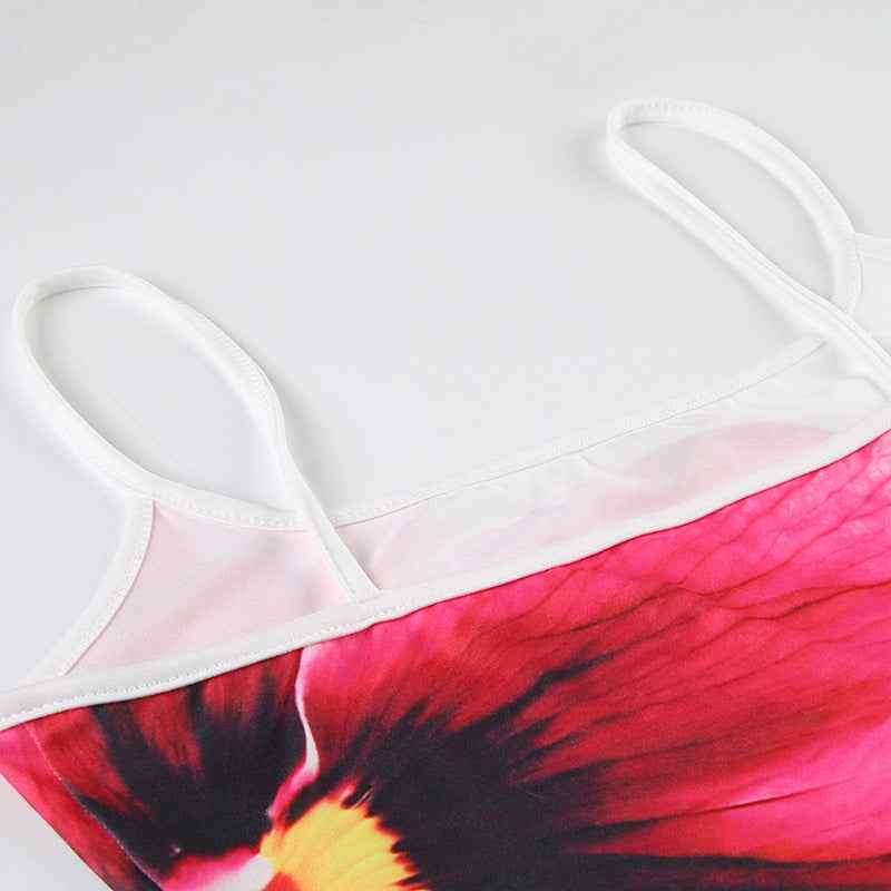 Vacation Sexy Backless Slim Fit Dress Floral Print Summer Sexy Slip Dress