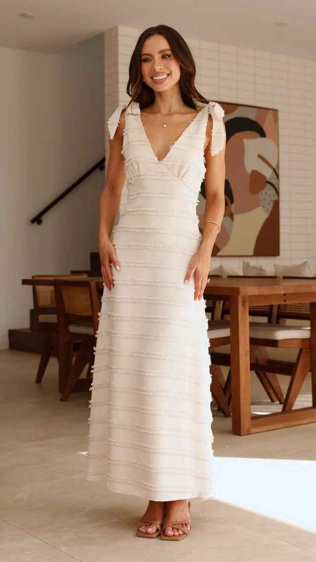 Summer French Retro Gentle Elegant V neck Texture Dress