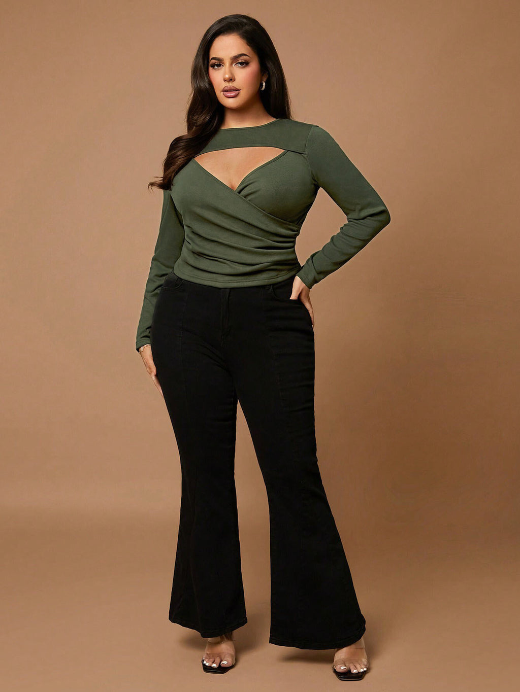plus Size Women Elegant Intellectual T shirt Autumn Winter Slim Fit Slim Fit Top - ALZO