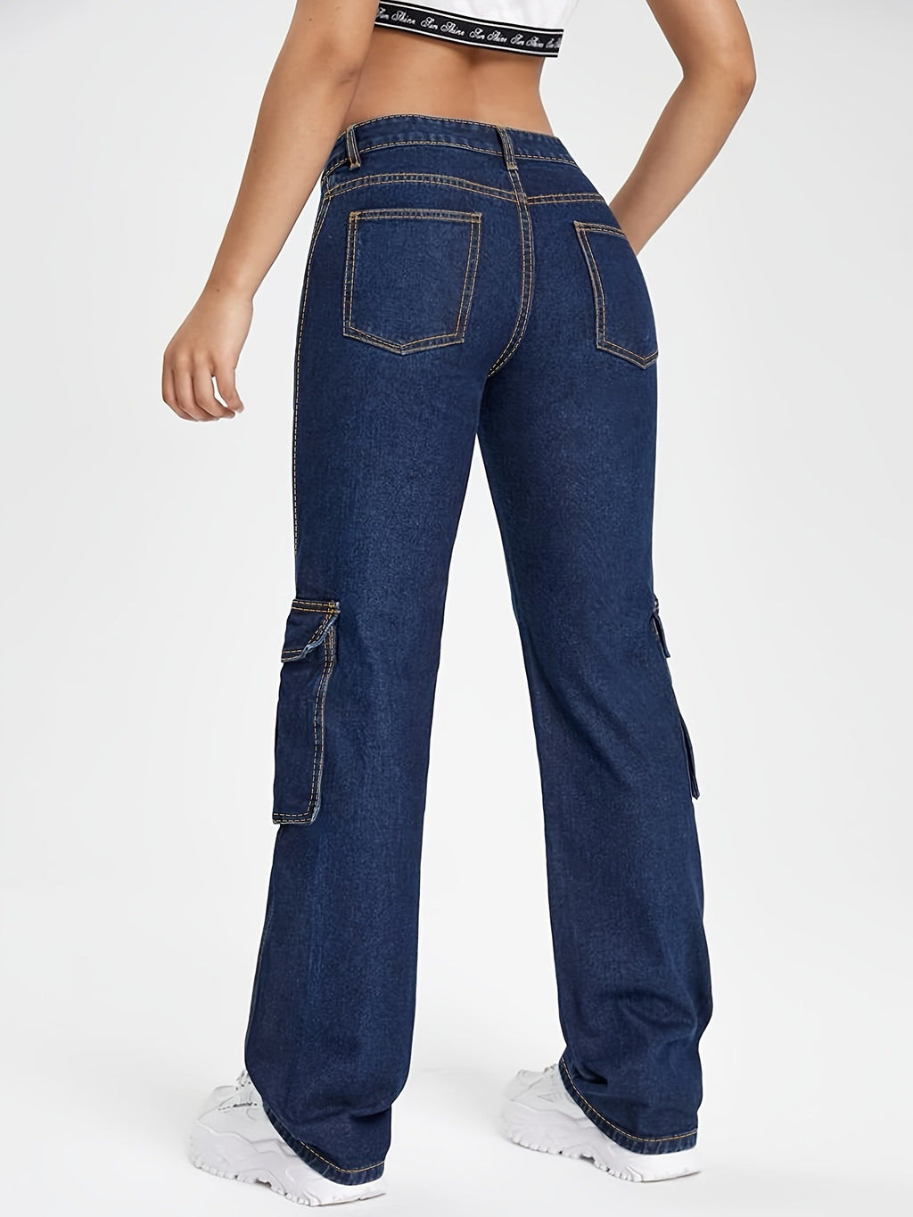 Autumn Multi Pocket Workwear Fried Street Denim Loose Slimming All Matching Slimming High Waist Trousers Women - ALZO