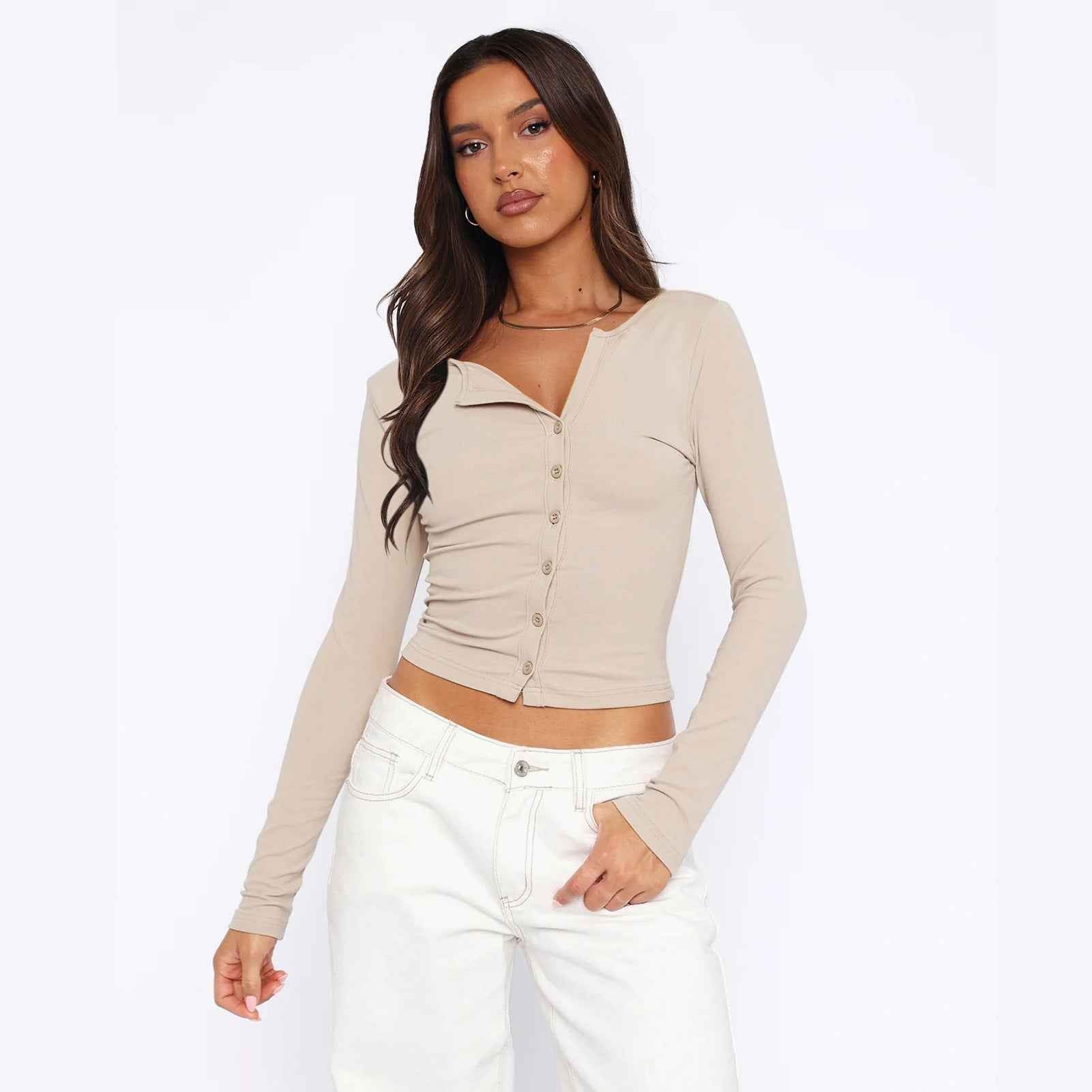 Sexy Blouse Summer High Grade Button Knitted Cardigan Shoulder Slimming T shirt