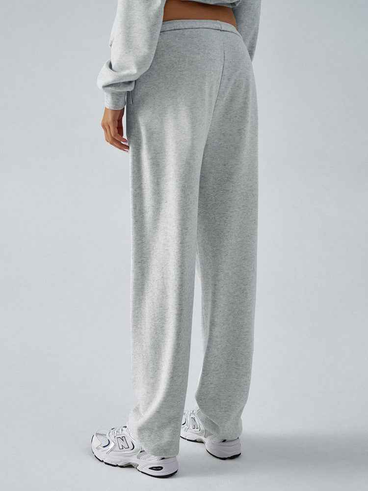 Autumn Winter Casual Sports Solid Color Half Zipper BM Long Sleeve Sweater Straigh Leg Pants Sets