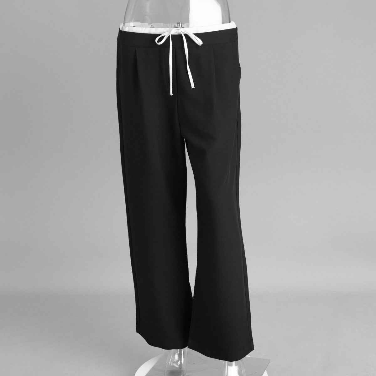 Loose Trousers Spring Faux Two Piece Lace up Design Trousers Office Work Pant Women