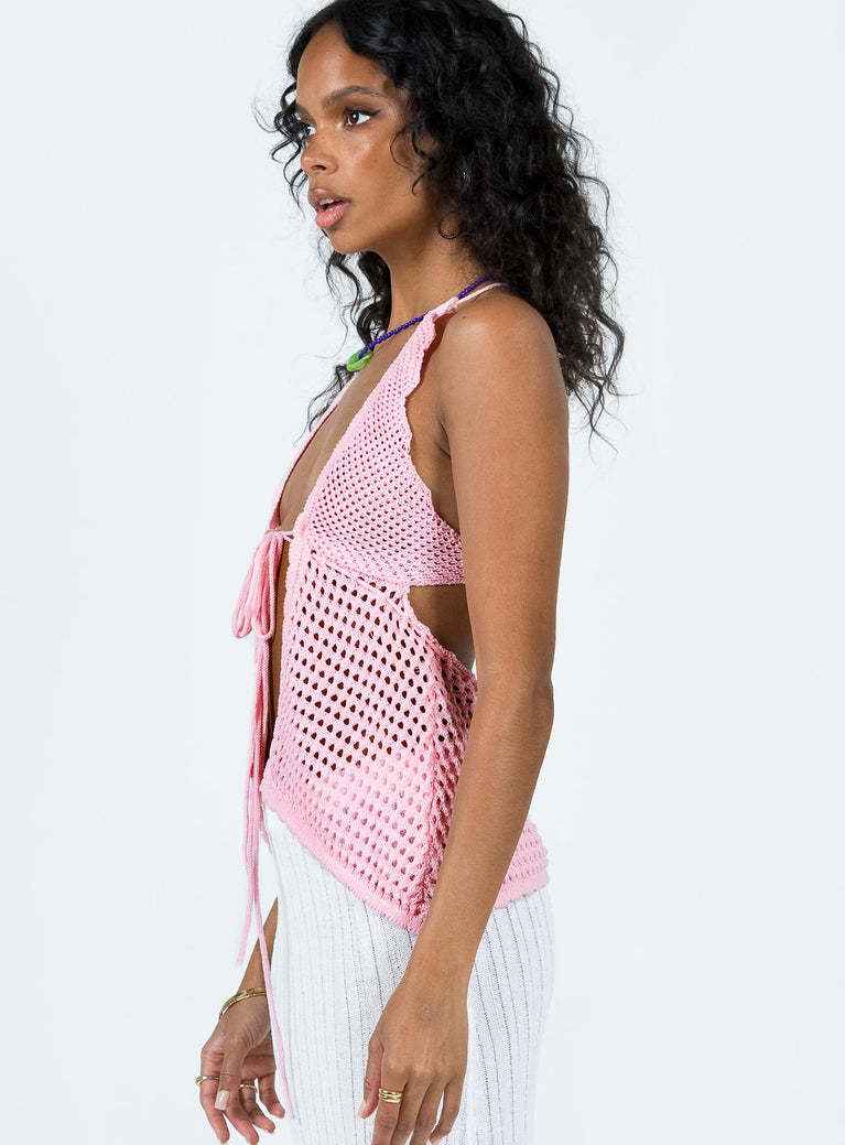 Women Clothing Summer V neck Sling Vest Sexy Backless Lace up Knitwear Top Women