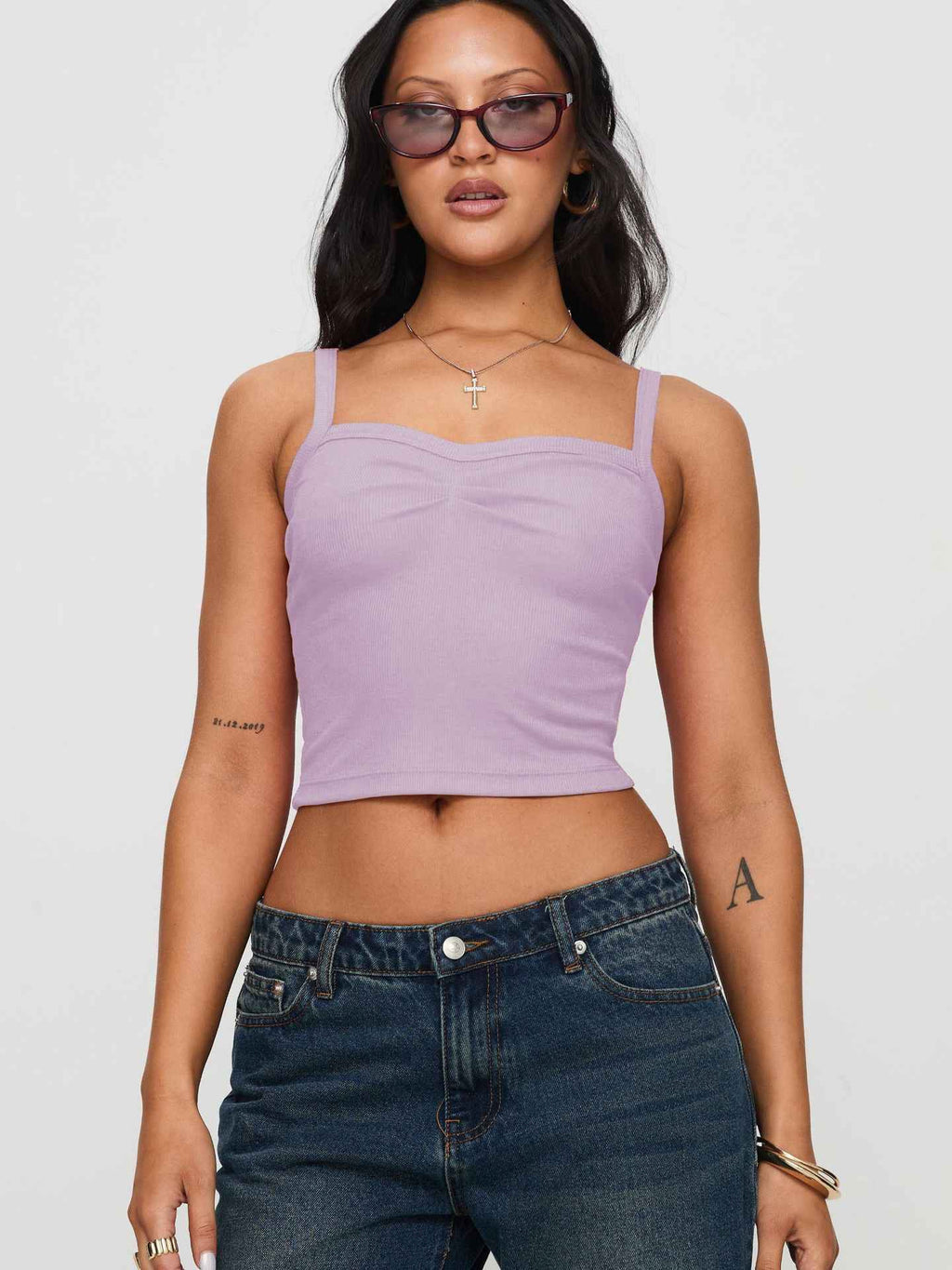 Spring Summer Women Clothing Solid Color Pleated Design Short Bare Cropped Slim Fit All Matching Tank Top