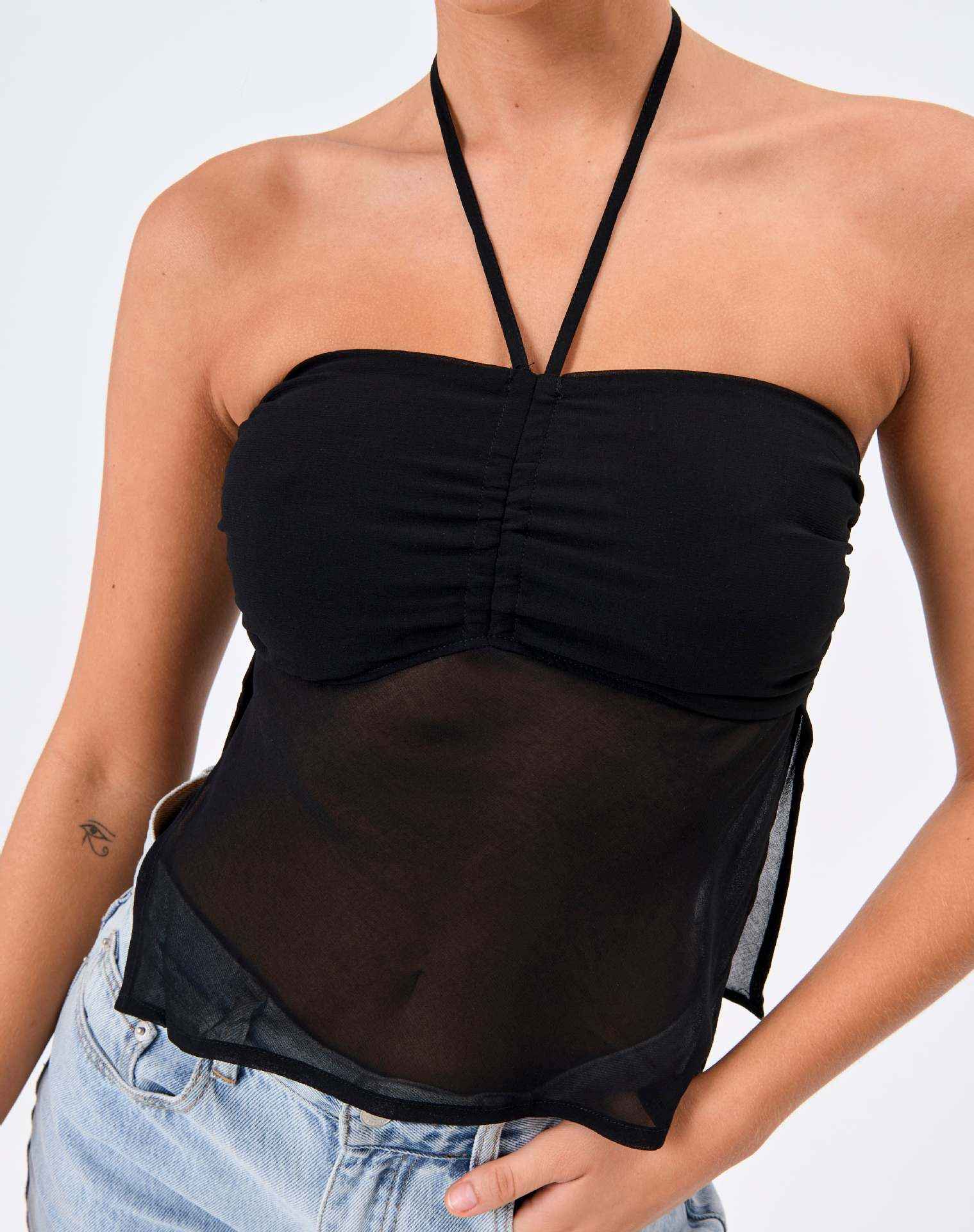 Summer Women Clothing Straps Tulle Halter Solid Color Tube Top Vest
