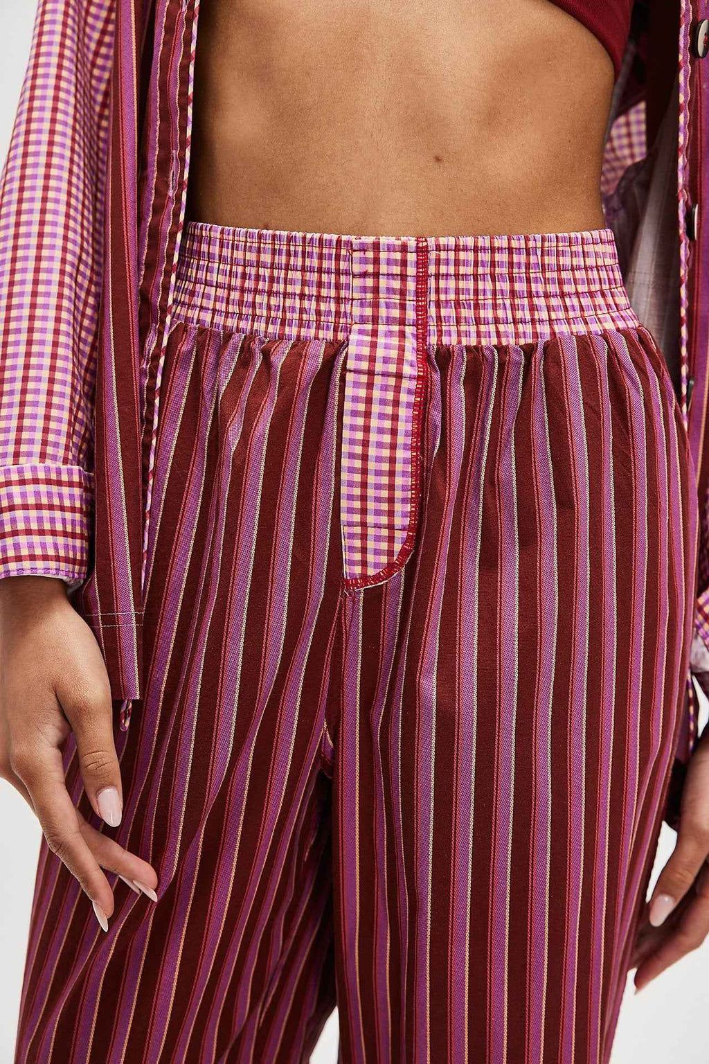 Spring Summer Women Clothing Striped Polka Dot Stitching Casual Loose Trousers Women