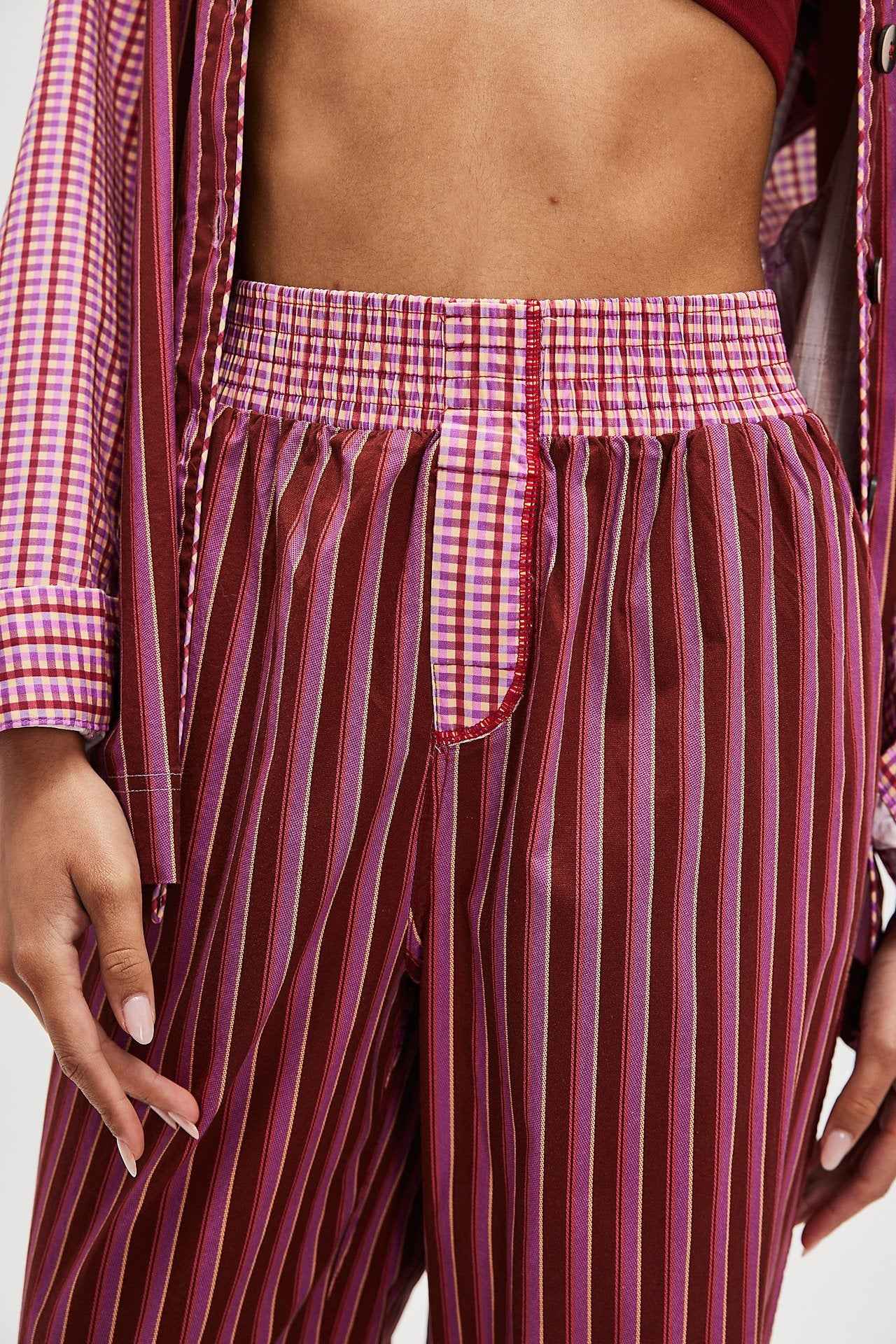 Spring Summer Women Clothing Striped Polka Dot Stitching Casual Loose Trousers Women
