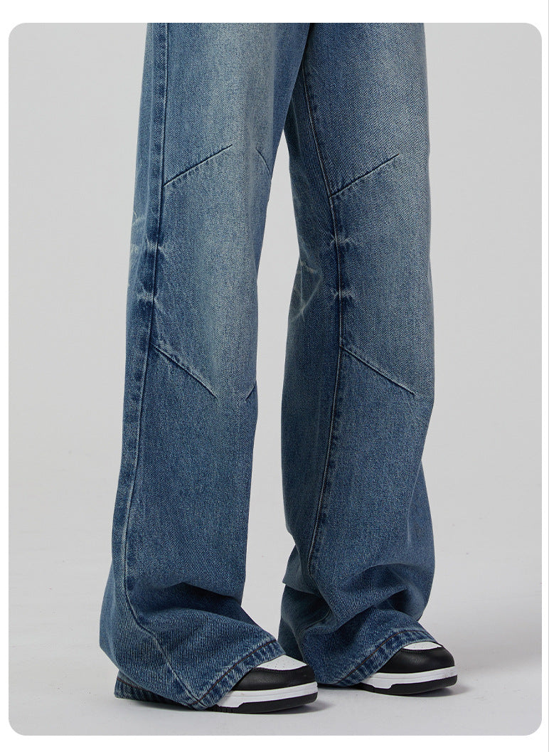 Women Retro Wide Leg Jeans Neutral High Street Denim Simple Casual Loose Trousers Jeans - ALZO