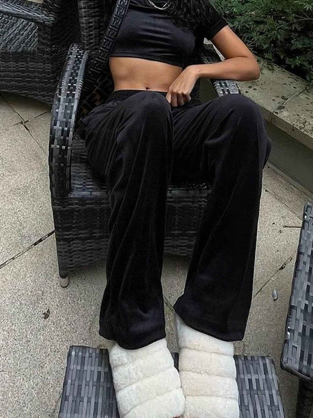 Simple Comfortable Casual Pants Autumn Winter Korean Velvet Loose Draping Effect Trousers