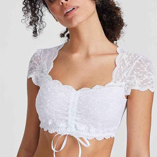 Bavarian Beer Festival Ding Dong Clothing Lace Small White Jersey Women Shirt