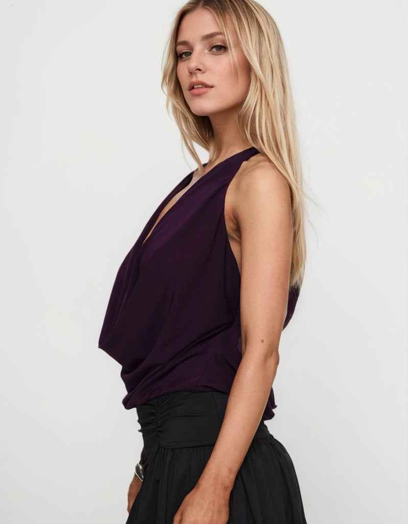 Women Sexy Night Club T shirt Halter Strap Backless Design Blouse