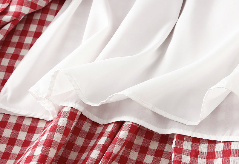 Retro Plaid High Waist Big Swing A line Skirt Women Slimming Casual Long Skirt - ALZO