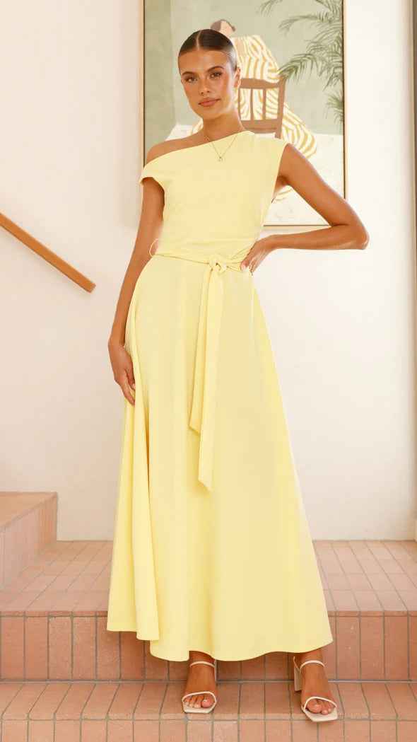 Women Summer Office Solid Color Sexy Lacing Dress