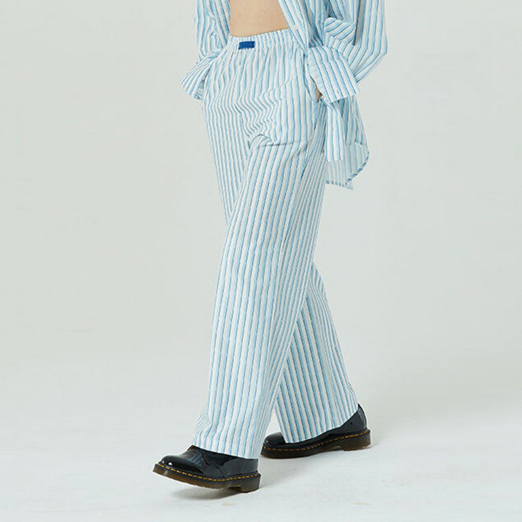 Women Clothing Striped Wide Leg Trousers Casual Street Loose High Waist Trousers - ALZO