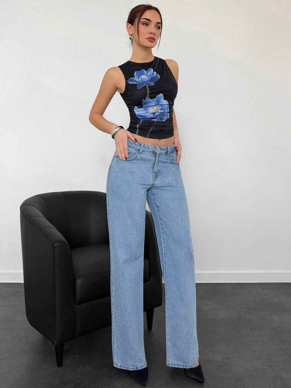 T shirt Popular Vacation Floral Print Slim Top