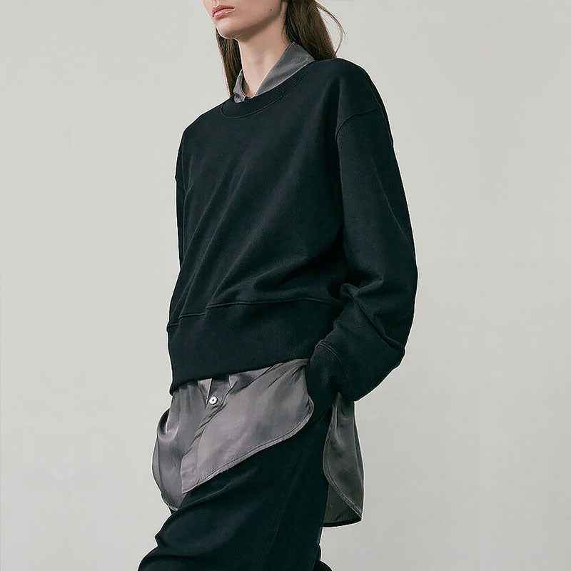 Early Autumn Sweatshirt Women Clothing Fleece Lined Thickened Short Loose Long Sleeves Pullover Top Bandage Dress Design Coat