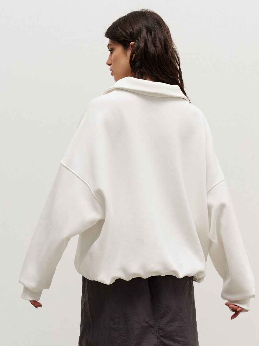 Collared Sweatshirt Autumn Winter Women Unisex Street Loose Lapels Zipper Sweatshirt