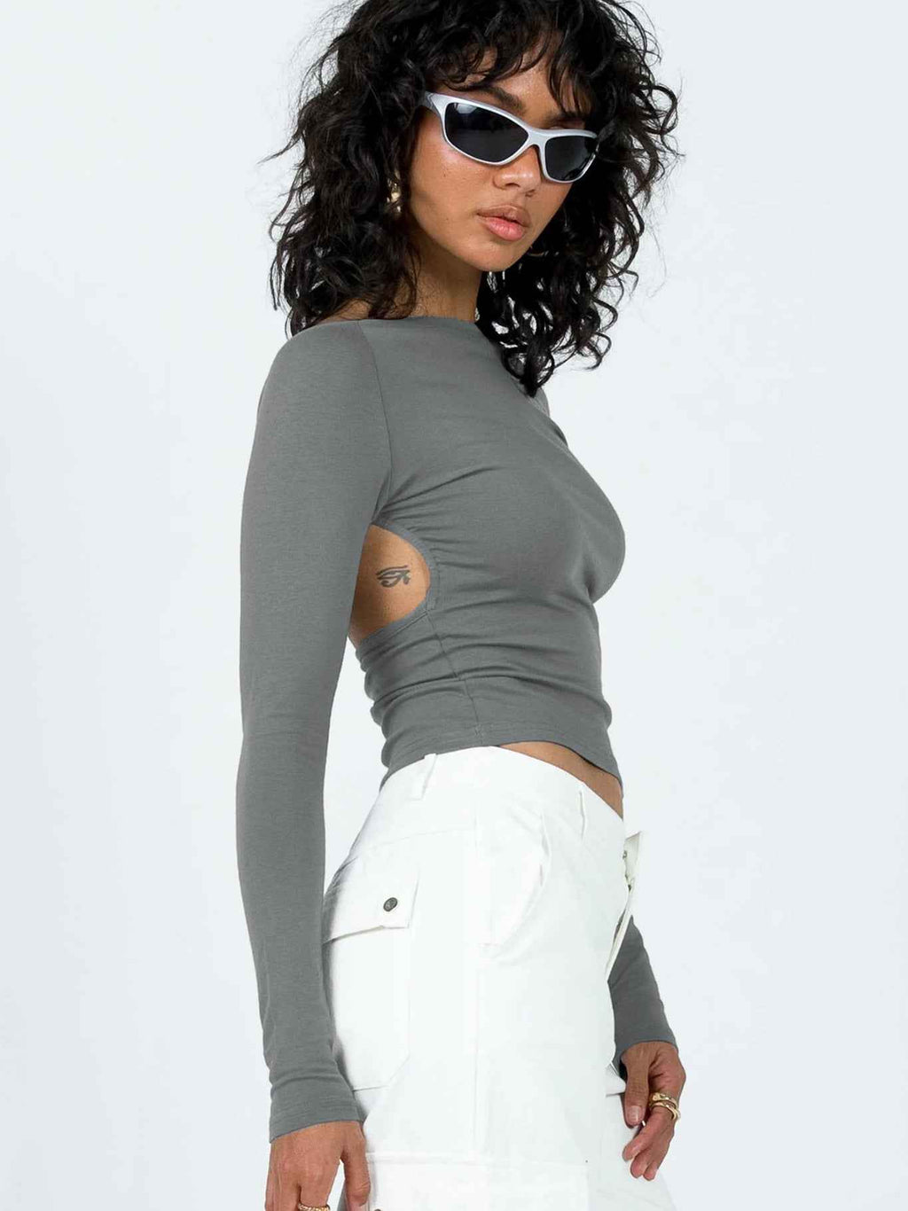 Summer Bare Back Top Long Sleeve Sexy Shoulder T shirt for Women