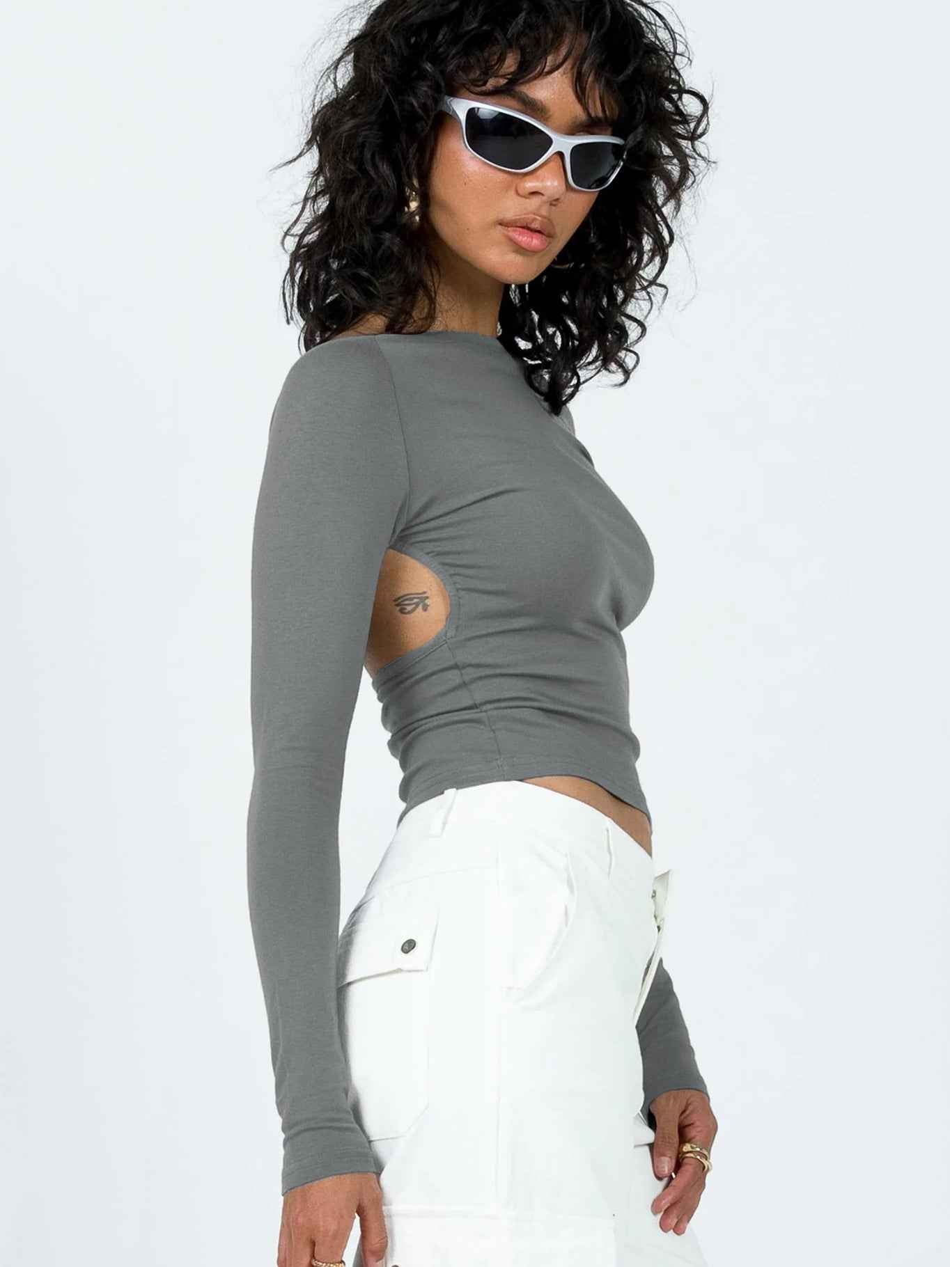 Summer Bare Back Top Long Sleeve Sexy Shoulder T shirt for Women