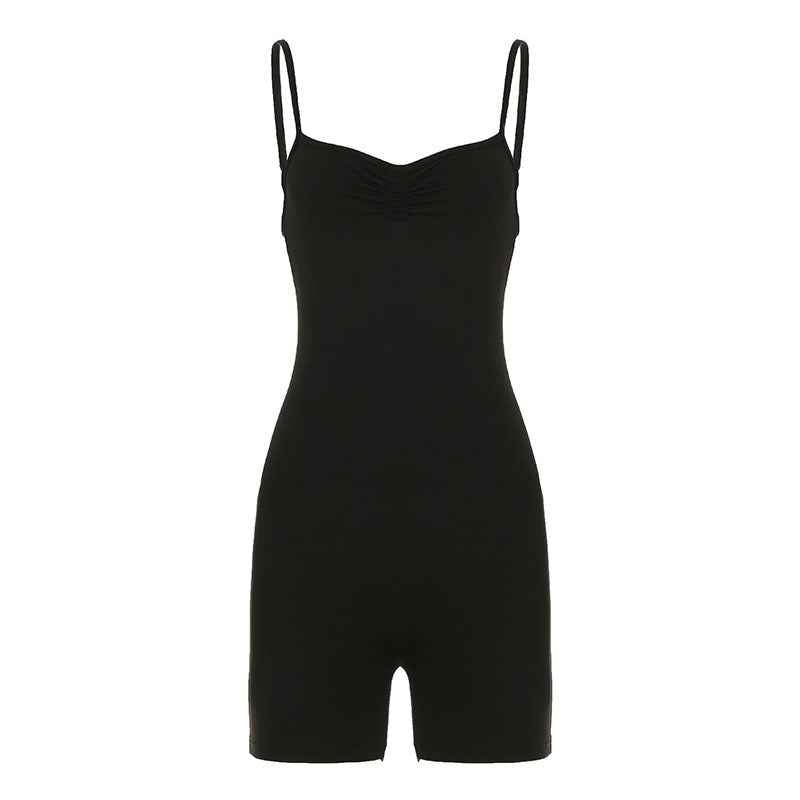 Summer Women Street Sports Solid Color Romper Corset Yoga Fitness Casual Jumpsuit