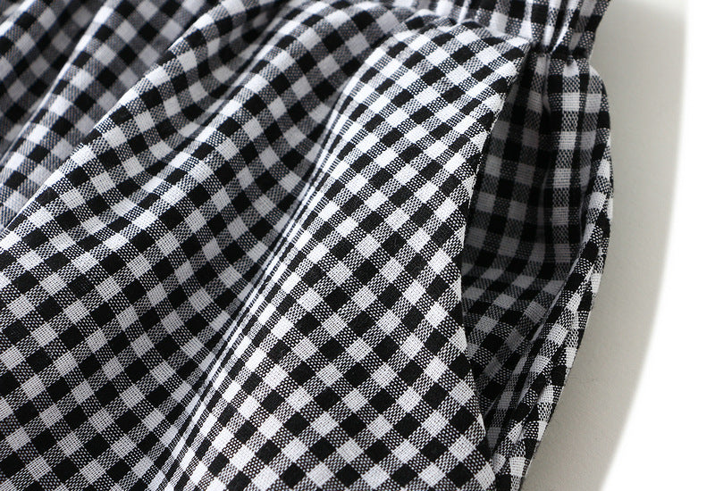 Japanese Plaid Bud Umbrella Skirt Women Spring Summer High Waist A line Skirt Mid Length Lantern - ALZO
