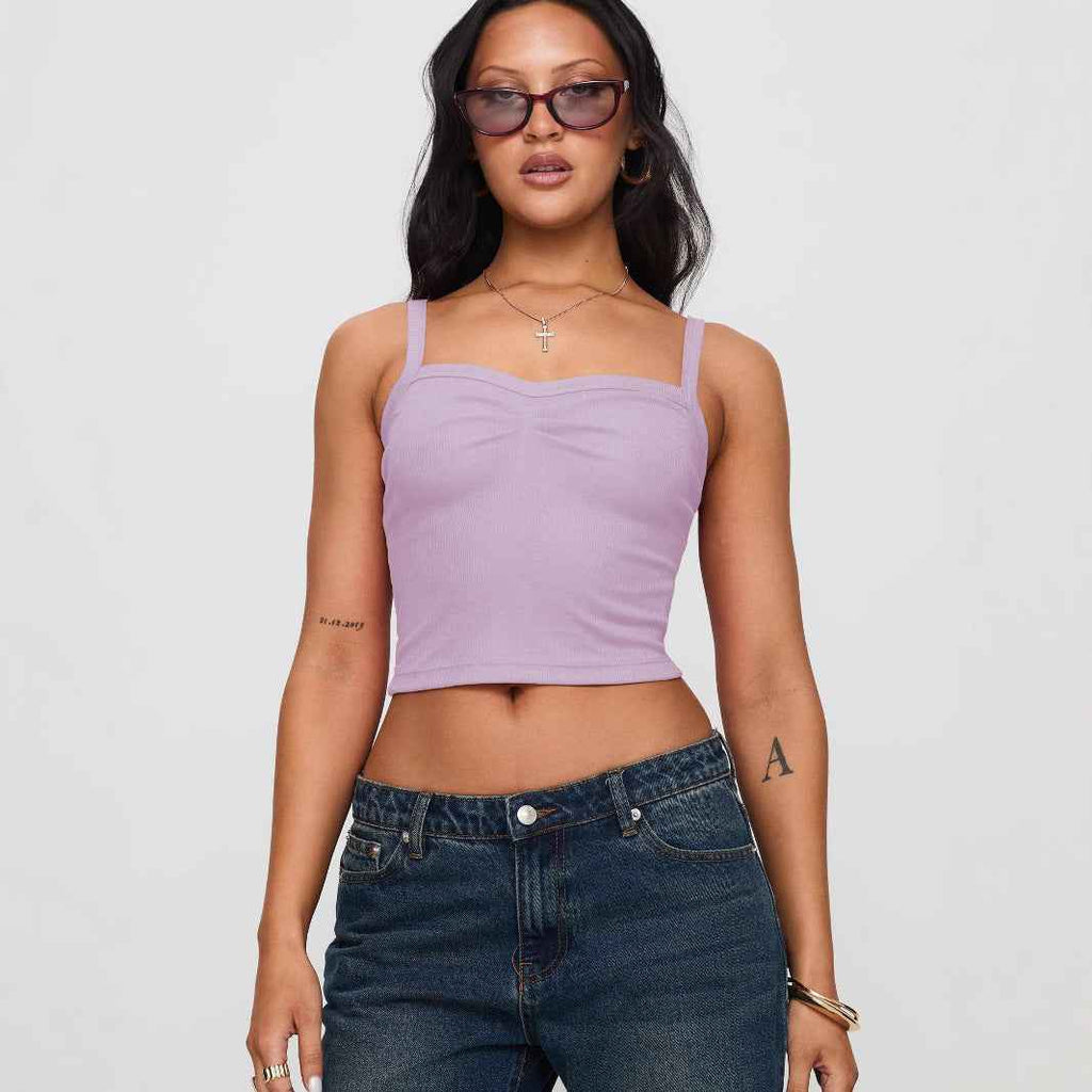 Spring Summer Women Clothing Solid Color Pleated Design Short Bare Cropped Slim Fit All Matching Tank Top