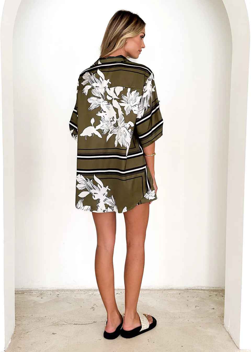 Summer Ladies Homewear Casual Printing Cardigan Shirt Shorts Two Piece Sets