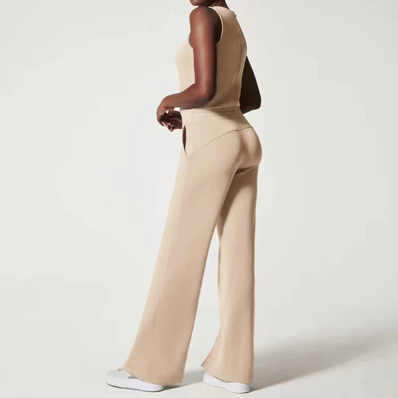 Women Jumpsuit Autumn Casual Clothing Sleeveless Wide Leg Trousers Jumpsuit - ALZO