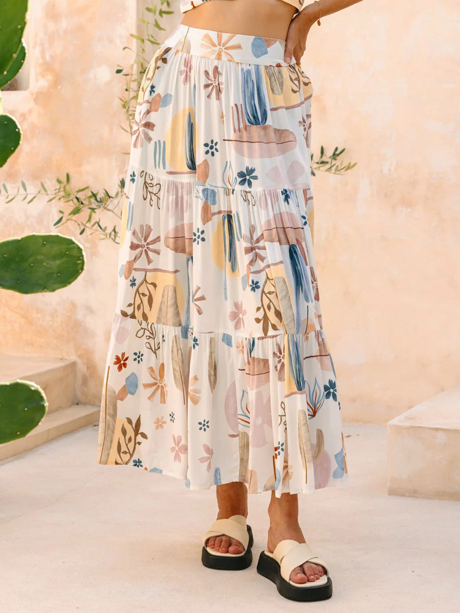 Arrival Waist Slimming Maxi Bohemian Vacation Beach Skirt - ALZO