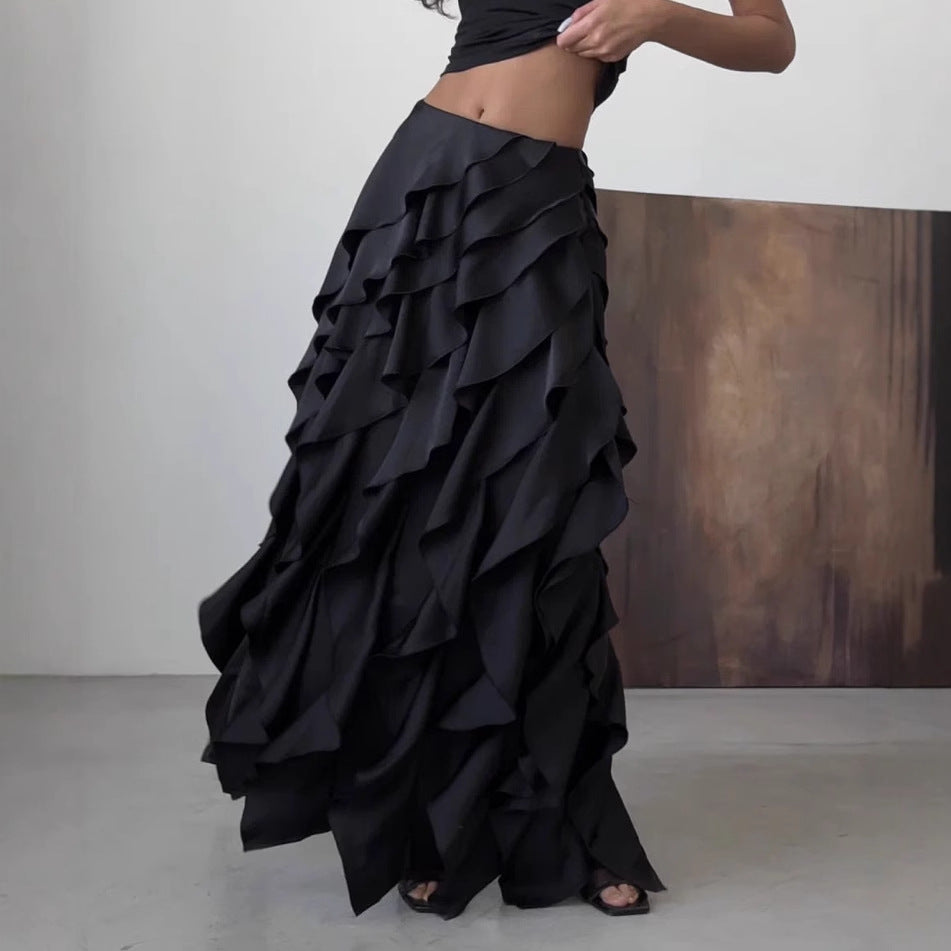 Spring Summer Romantic Chic Layered Irregular Asymmetric Ruffled A line Dress - ALZO