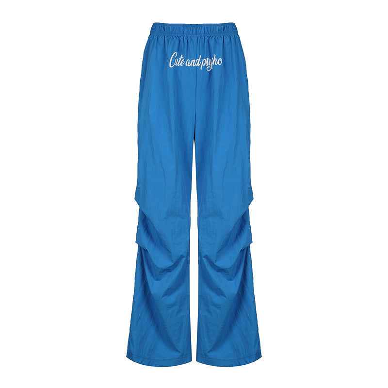 Street Neckline Color Matching Slim Camisole Trousers Two Piece Set Sexy Loose Slimming Sports