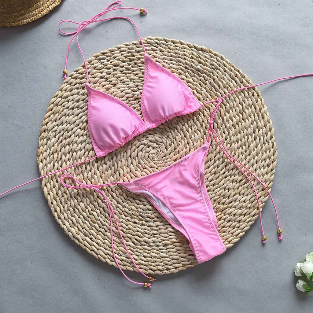 Bikini Bikini Rope Solid Color Sexy Split Women Swimsuit Swimsuit
