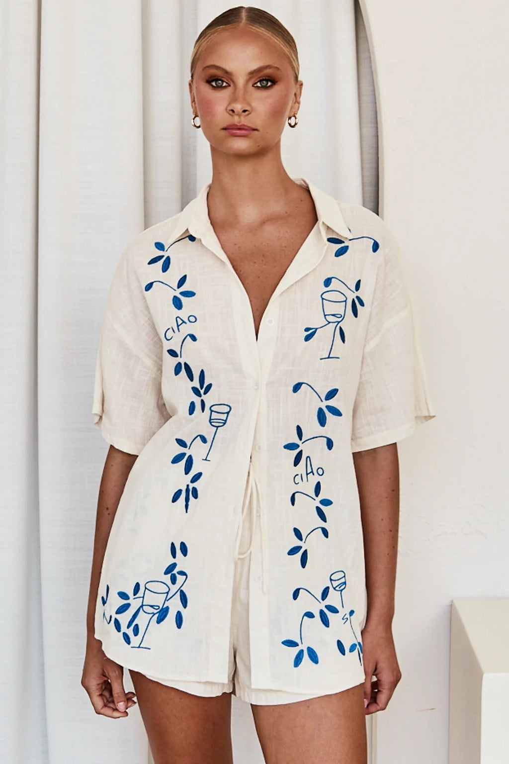 Spring Summer 3D Three Dimensional Embroidered Comfort Casual Shirt Short Suit - ALZO