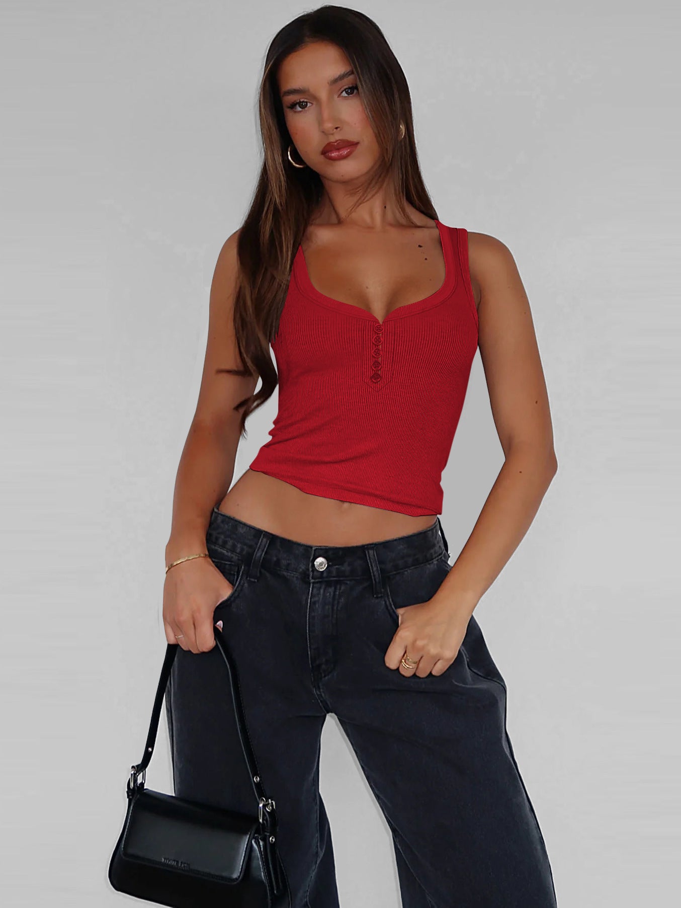 Sexy Low U Collar off Shoulder Women Suspender Vest Summer Sweet Sexy Slim Top for Women - ALZO