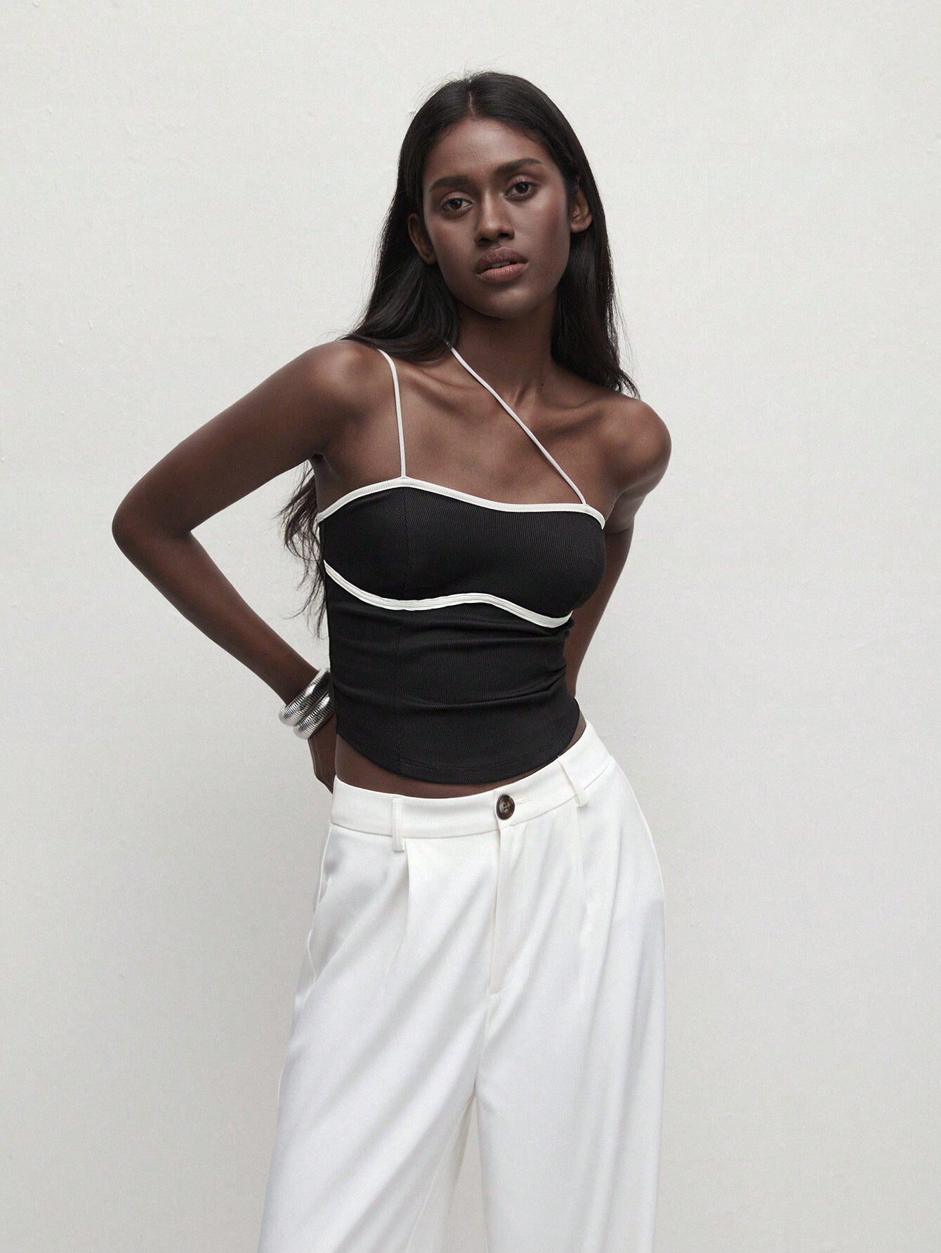 Women Clothing Unique Design Camisole Spring Summer Sexy Unilateral Spaghetti Straps Sleeveless Top - ALZO