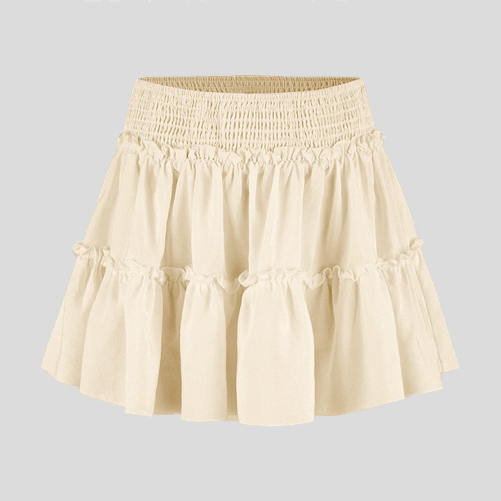 Floral Skirt Pants Lined A line Skirt High Quality Smocking Tight Waist Elastic Culottes - ALZO