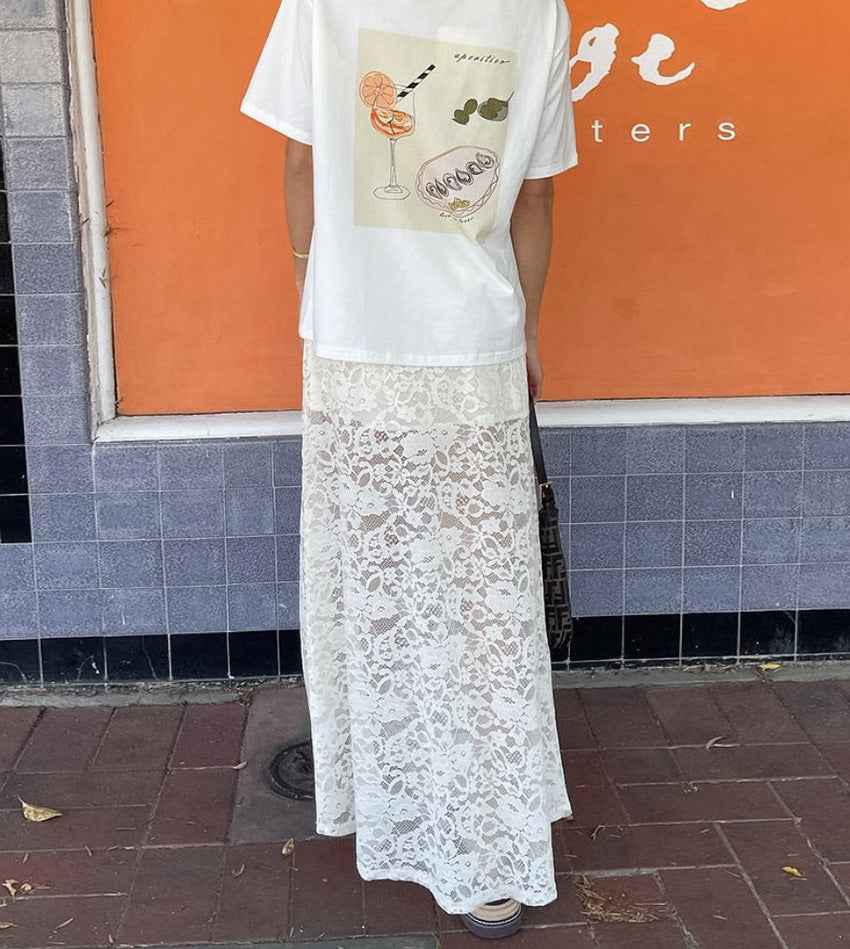 Spring Jacquard Hollow Out Cutout Lace Skirt Sexy Sexy Long Skirt Women