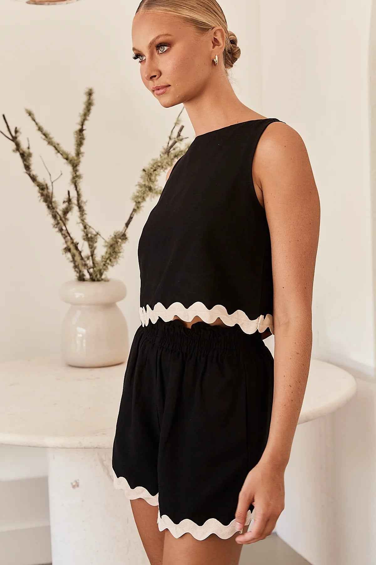 Spring Summer Comfort Casual Solid Color Sleeveless Shorts Set for Women