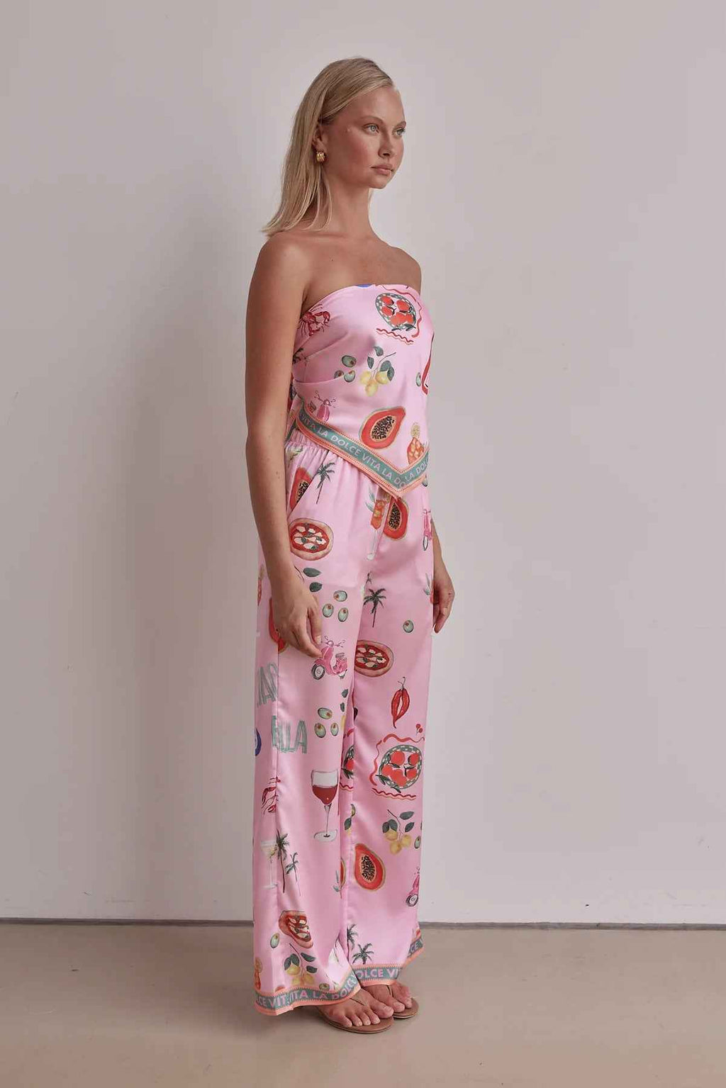 Summer Positioning Sexy Print Tube Top Wide Leg Two Piece Sets